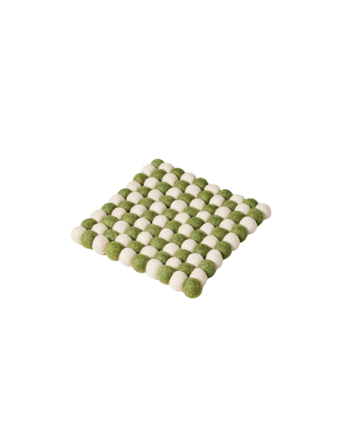 Artisan Felt Pom Pom Trivet - Natural & Moss